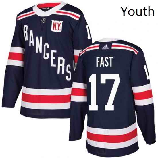 Youth Adidas New York Rangers 17 Jesper Fast Authentic Navy Blue 2018 Winter Classic NHL Jersey